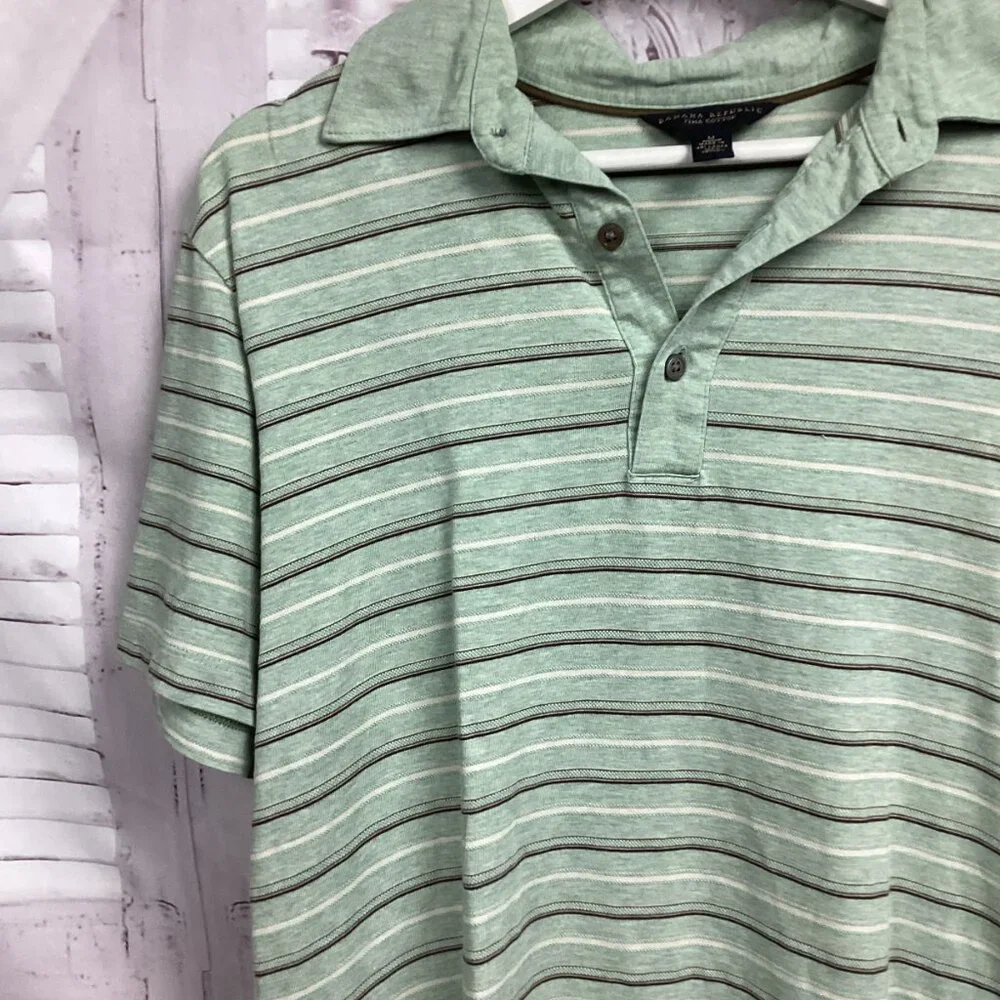 Banana Republic Green Striped Polo Shirt M